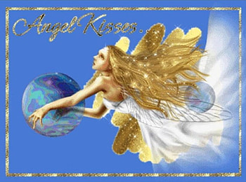 Angel Kisses, words, world, angel, gold frame HD wallpaper