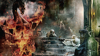 Gandalf and Galadriel, Smaug HD wallpaper