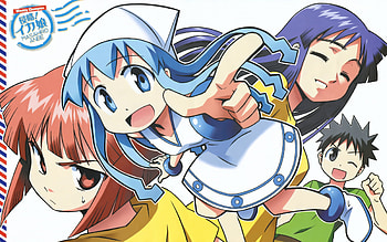 Shinryaku! Ika Musume, shinryaku, white, blue eyes, ika musume, wink, squid girl, blue hair, ikamusume HD wallpaper