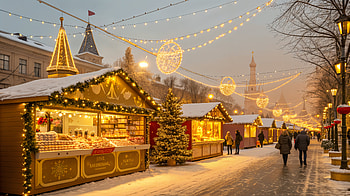Enchanting Christmas Market - Ultra, christmas market, winter, festive lights, snow, holiday decorations HD wallpaper