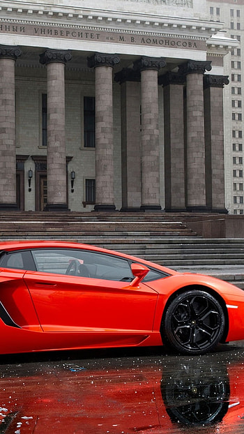 Lamborghini Car, Rain Background HD phone wallpaper