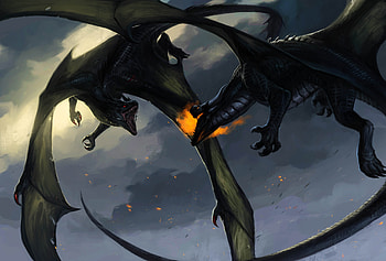 Dragon Fighting Throwing Flame, dragon, flame, artist, artwork, digital-art, deviantart HD wallpaper