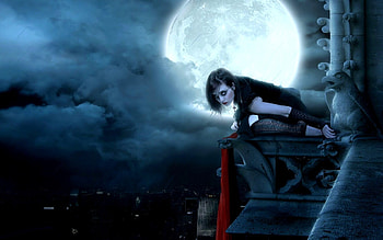 Full moon, Gothic Art HD wallpaper