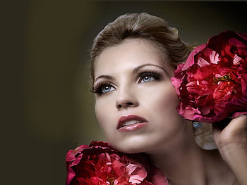 Flowers, flower, face, girl, people, look, woman, female, nice HD wallpaper