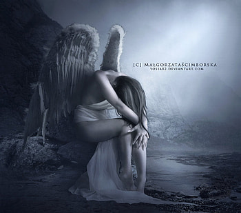 SOLIDTUDE, wings, girl, ocean, moon light HD wallpaper