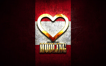 I Love Modling, austrian cities, golden inscription, Day of Modling, Austria, golden heart, Modling with flag, Modling, Cities of Austria, favorite cities, Love Modling HD wallpaper