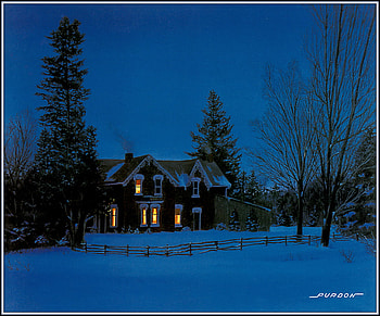 Douglas Purdon-Silent Night, other, night, snow, house HD wallpaper