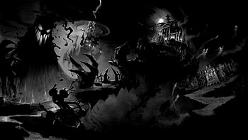 Black and white horror landscape HD wallpaper