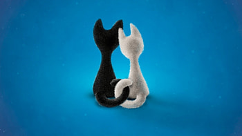 Dreamers, artwork, cats, white, black HD wallpaper
