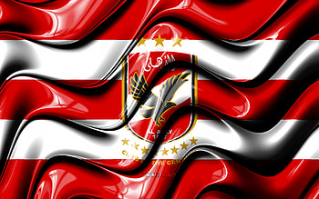 Al Ahly SC flag, , red and white 3D waves, EPL, egyptian football club, football, Al Ahly logo, Egyptian Premier League, Al Ahly SC, soccer, Al Ahly FC HD wallpaper