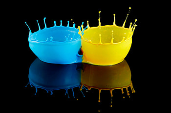 Abstract, Reflection, Splash, Paint, Bicolor HD wallpaper