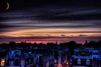 Cities, Architecture, Moon, Building, Night City HD wallpaper