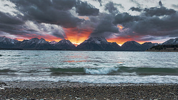 Felt like something out of Mordor - Grand Teton National Park, landscape, colors, clouds, sky, mountains, lake, usa, wyoming HD wallpaper