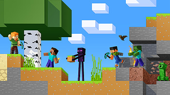 Minecraft Heroes & Enderman Adventure, video game, Minecraft, Steve (Herobrine Minecraft), Alex (Minecraft), Enderman HD wallpaper