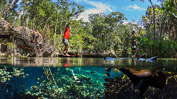 Mexican jungle, Slacklining HD wallpaper