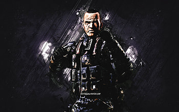 Special Forces Sergeant, Mortal Kombat Mobile, Special Forces Sergeant MK Mobile, Mortal Kombat, blue stone background, Mortal Kombat Mobile characters, grunge art, Special Forces Sergeant Mortal Kombat HD wallpaper