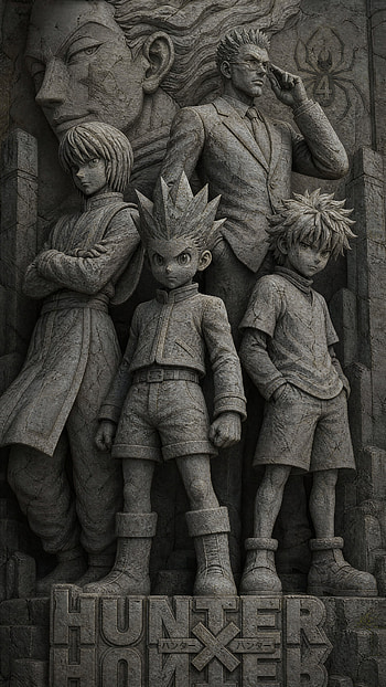 HxH Monument | Gon, Killua & Leorio | Hunter x Hunter Stone Legacy, Anime HD phone wallpaper