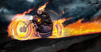 Ghostrider On Bike , ghost-rider, superheroes, artist, artwork, digital-art, artstation HD wallpaper