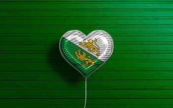 I Love Thurgau, , realistic balloons, green wooden background, Day of Thurgau, swiss cantons, flag of Thurgau, Switzerland, balloon with flag, Cantons of Switzerland, Thurgau flag, Thurgau HD wallpaper