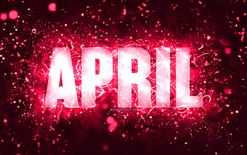Happy Birtay April, , pink neon lights, April name, creative, April Happy Birtay, April Birtay, popular american female names, with April name, April HD wallpaper