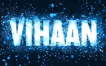Happy Birtay Vihaan, , blue neon lights, Vihaan name, creative, Vihaan Happy Birtay, Vihaan Birtay, popular american male names, with Vihaan name, Vihaan HD wallpaper