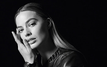Margot Robbie, Australian actress, portrait, monochrome, hoot, Margot Robbie portrait, popular actresses HD wallpaper