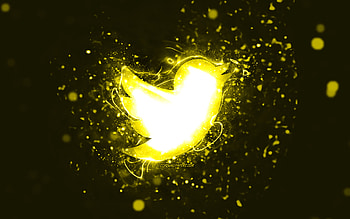 Twitter yellow logo, , yellow neon lights, creative, yellow abstract background, Twitter logo, social network, Twitter HD wallpaper
