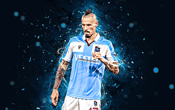 Marek Hamsik, , 2021, Trabzonspor FC, soccer, slovak footballers, Turkish Super Lig, football, blue neon lights, Marek Hamsik , Marek Hamsik Trabzonspor HD wallpaper