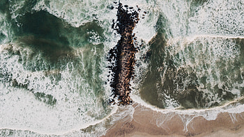 Seashore, rocks, aerial view, sea, nature HD wallpaper
