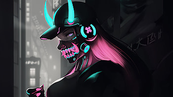 Neon Emily Punk, artist, artwork, artstation HD wallpaper
