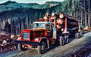 Pacific P9, forest, timber carrier, 1974 trucks, R, retro cars, LKW, cargo transport, 1974 Pacific P9 HD wallpaper