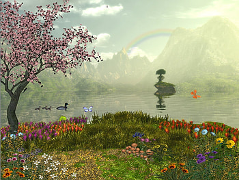 Big Mountain Valley 2, nature, cg, abstract, 3d HD wallpaper