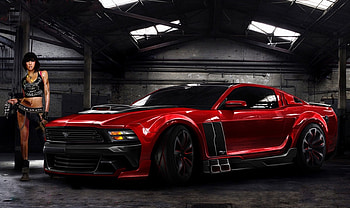 Mustang Brute Concept, ford, car, red, Mustang, r, , brute, concept HD wallpaper