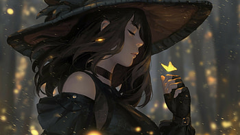 Anime witch girl, Profile view, Magic spell HD wallpaper