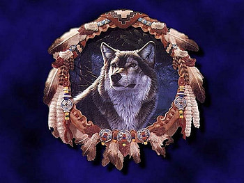 Dreamcatcher, artwork, native, feathers, wolf HD wallpaper