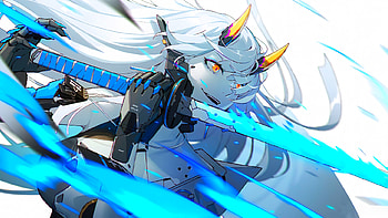 blue sword, Anime, anime girl, katana, blue, Cool, cool anime, blue anime HD wallpaper