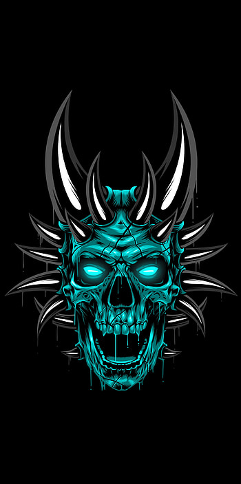 Skull, electric blue, jaw HD phone wallpaper