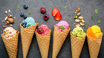 Waffle cones, Gelato HD wallpaper