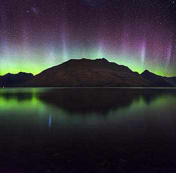 Nature, Mountain, Lake, New Zealand, Northern Lights, Aurora Borealis, Aurora, Queenstown HD wallpaper