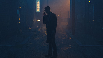 Detective Agent, night, city street, art HD wallpaper