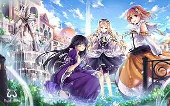 No Idea What This Is, clouds, sky, girls, anime HD wallpaper