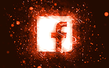 Facebook orange logo, , orange neon lights, creative, orange abstract background, Facebook logo, social network, Facebook HD wallpaper