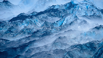 Snow mountains, aerial view, nature HD wallpaper