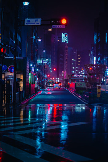 Cities, Auto, Road, Night City, Neon, Street HD phone wallpaper