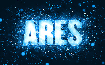 Happy Birtay Ares, , blue neon lights, Ares name, creative, Ares Happy Birtay, Ares Birtay, popular american male names, with Ares name, Ares HD wallpaper
