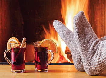 It's winter, feet, flame, fireplace, drinks HD wallpaper