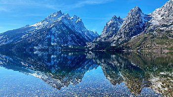 Lake Jenny, Grand Teton National Park, reflections, landscape, sky, water, mountains, wyoming, usa HD wallpaper