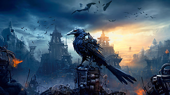 Mechanical Crow, crow, scifi, cyberpunk, artist, artwork, digital-art HD wallpaper