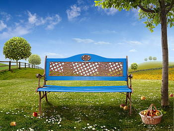 Fields, Apples, Camomile, Fairy Tale, Miscellanea, Miscellaneous, Wood, Tree, Basket, Bench, Story HD wallpaper