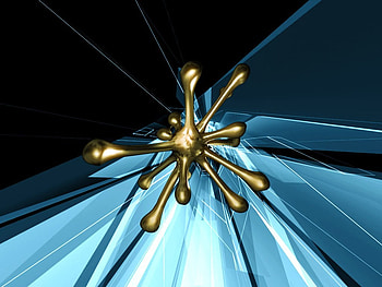 Splat 1, golden, blue, suspended, lines HD wallpaper